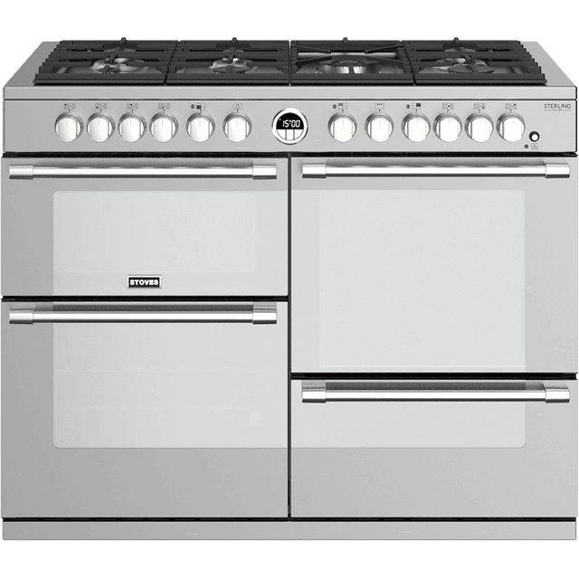 Stoves Sterling Deluxe S1100DF 110cm Dual Fuel Range Cooker - Stainless Steel - Sterling Deluxe S1100DF_SS - 1